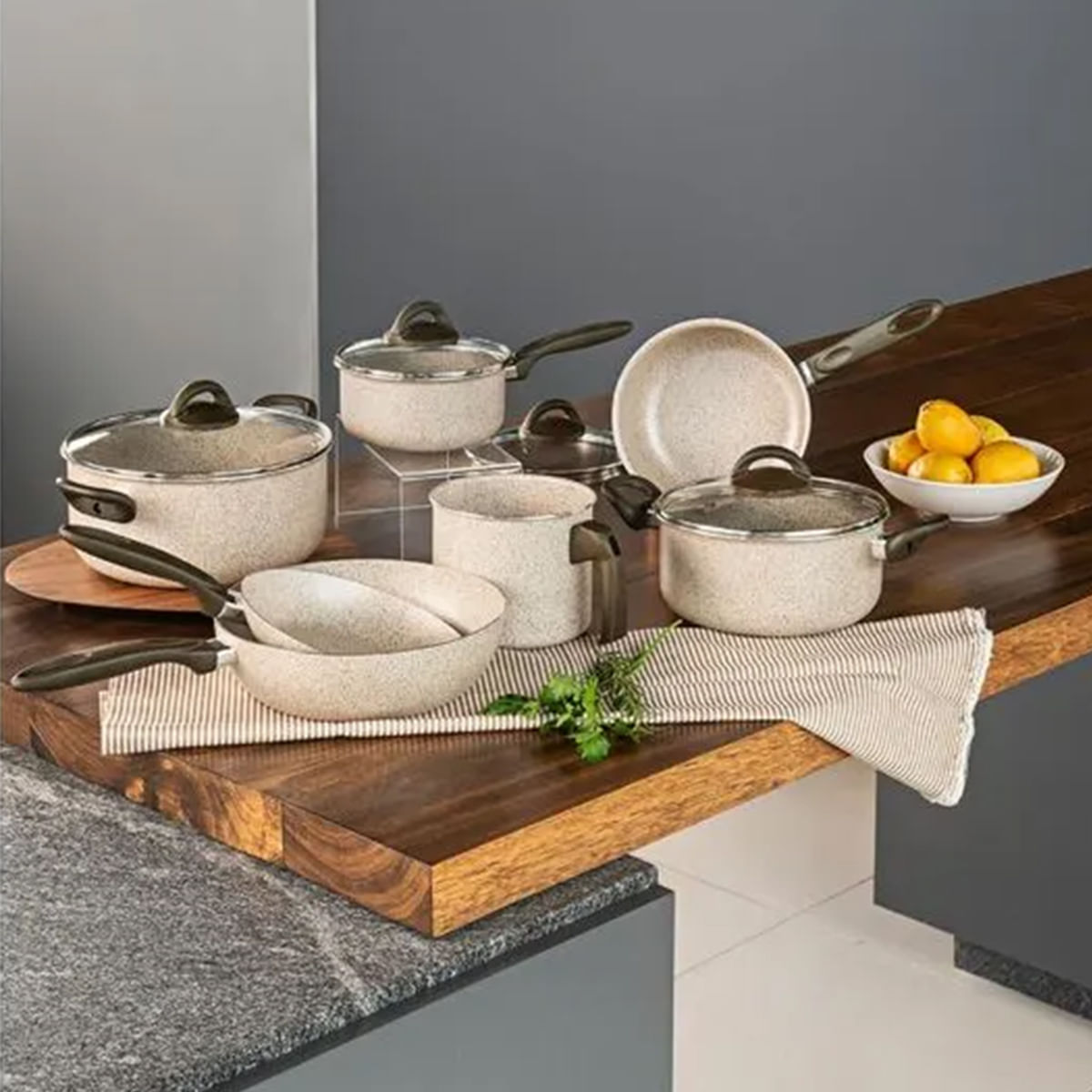 Jogo de Panelas Ceramic Life Suprema 7 Peças Vanilla Brinox