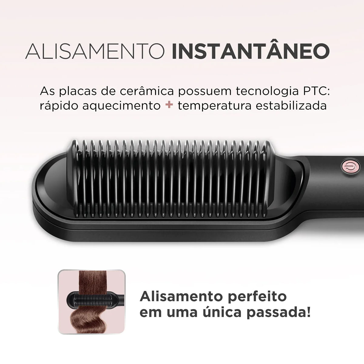 Escova Alisadora Mondial Black Rose Bivolt | Montreal Moda e Casa